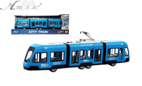 Іграшка Трамвай 44 см Жовтий інерційний зі світлозвуковими ефектами WY930W Іграшка Трамвай 44 см Жовтий інерційний зі світлозвуковими ефектами WY930W