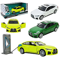 Машинка Автопром BMW i4 M50 Желтая электро, свет звук 14см  68714