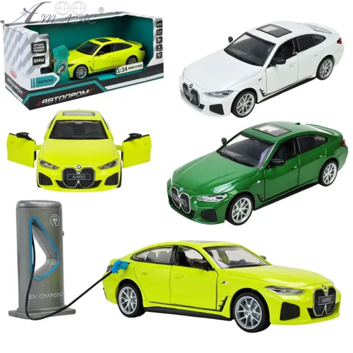 Машинка Автопром BMW i4 M50 Желтая электро, свет звук 14см 68714 Машинка Автопром BMW i4 M50 Желтая электро, свет звук 14см 68714