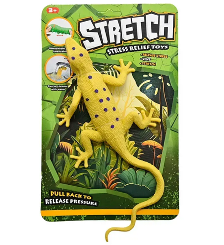 Игрушка Силиконовая тянучка Ящерица Большая Горчичная с синими пятнами пятнами 5050-30 Игрушка Силиконовая тянучка Ящерица Большая Горчичная с синими пятнами пятнами 5050-30