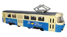 Модель АвтоХіт Трамвай 18см метал Блакитний з жовтим  10710