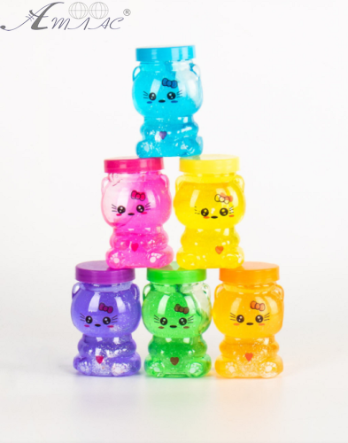 Игрушка Слайм Кошечка с глиттером 7 см в банке  09633