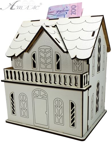 Дом № 13 копилка с двумя отделениями, из МДФ 16 х 13,5 х 18 см AS-6249, М-2086 Дом № 13 копилка с двумя отделениями, из МДФ 16 х 13,5 х 18 см AS-6249, М-2086