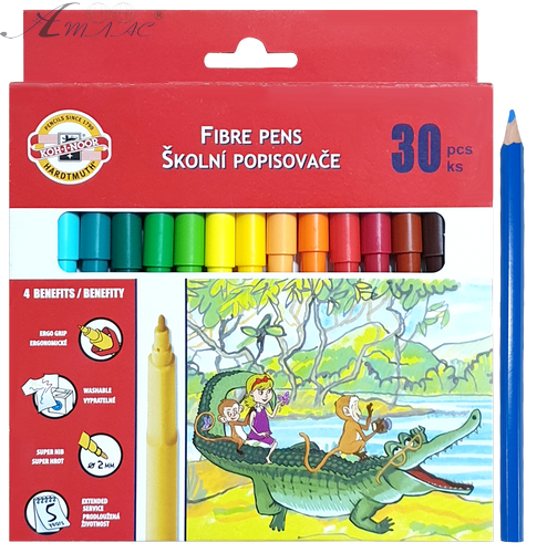 Фломастери Koh-i-Noor 30 кольорів GRIP круглі 771002CJ08KS