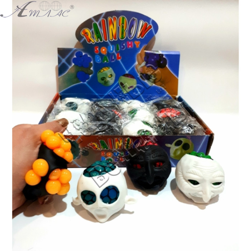 Игрушка Прикол Шарик Антистресс голова черная 6см  11238