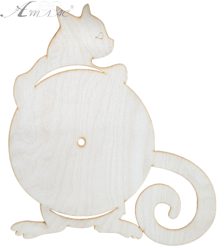 Основа для годинника з фанери 4 мм № 18 Котик за годинами 25 x 37 см AS-4567, В-0240