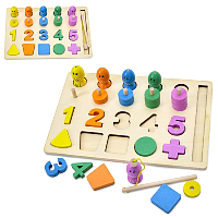 Іграшка дерев'яна Дошка навчальна з цифрами та рибалкою 22х15см MD0879