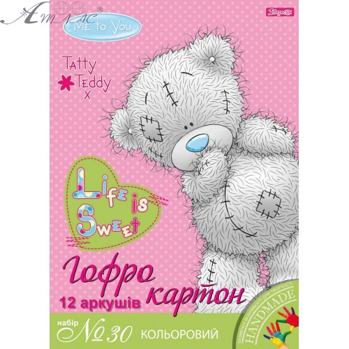 Картон кольоровий 1В набір № 30 гофрований А4 12 кольорів 950178, 950790