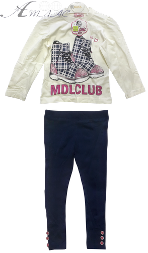 Набор Футболка с длинным рукавом + бриджи, для девочки, кремовая со стразами, р. 104 12399 Набор Футболка с длинным рукавом + бриджи, для девочки, кремовая со стразами, р. 104 12399