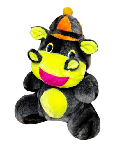 Игрушка Мягкая Большой Бегемот 70 см серый с яркими вставками  13160