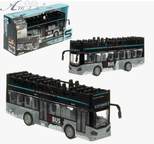 Игрушка Автобус кабрио двухэтажный серый 28 см JS-122A фото 3 Игрушка Автобус кабрио двухэтажный серый 28 см JS-122A фото 3