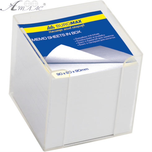 Папір для нотаток Buromax не склеєний у боксі 90 х 90 х 90 мм.1000 арк. BM2290-03
