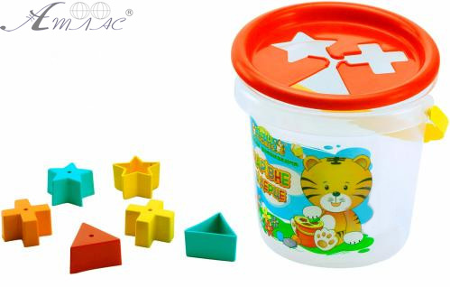 Игрушка Пластиковая Ведро-сортер с маленькими пасочками d=14 см Тигрис 39136