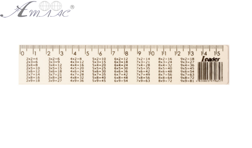 Лінійка 15 см Таблиця множення пластик  16019