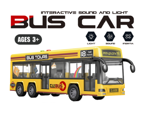 Игрушка Автобус BUS CAR двери открываются свет звук желтый 28 см 329-1 Игрушка Автобус BUS CAR двери открываются свет звук желтый 28 см 329-1