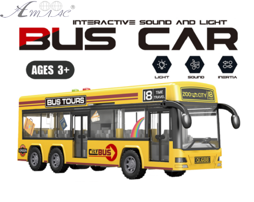 Іграшка Автобус BUS CAR двері відкриваються світло звук жовтий 28 см 329-1 Іграшка Автобус BUS CAR двері відкриваються світло звук жовтий 28 см 329-1