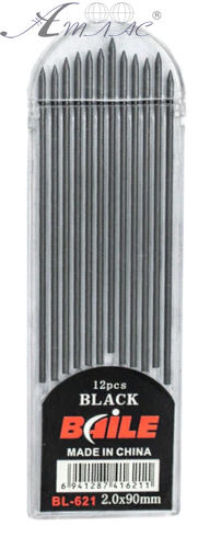 Грифель для цангових олівців Baile графіт 2 х 90 мм 12 шт BL-621 Грифель для цангових олівців Baile графіт 2 х 90 мм 12 шт BL-621
