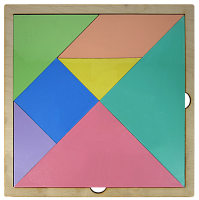 Танграм КОЛЬОРОВИЙ з двух боків з фанери на МДФ основі 30 х 30 см  AS-7118 