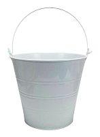 Ведерко Декоративное металл 15 х 14см три полосы Белое  04997