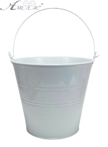 Ведерко Декоративний метал 15 х 14см три смуги Біле  04997