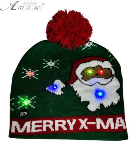 Шапка в'язана з підсвічуванням LED зелена Merry...  07495 фото 2