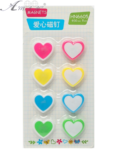 Магниты 30мм 6шт цветные Сердца 921453 Магниты 30мм 6шт цветные Сердца 921453