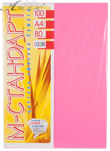 Папір кольоровий A4, 80 г. 100 арк. М-Стандарт, неоновий рожевий IT350