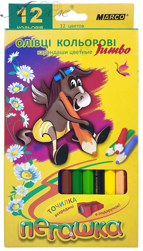 Олівці кольорові Marco пегашку Jumbo 12 кольорів трикутні з точила 1040-12CB