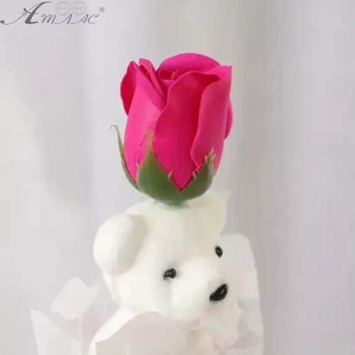 Декор Топпер Мишка с мыльной розой 38 см 09386 фото 2 Декор Топпер Мишка с мыльной розой 38 см 09386 фото 2