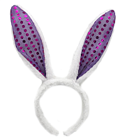 Іграшки Обруч Вушки Зайчики хутряні з паєтками 26см фіолетові 14668