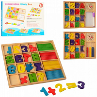 Игрушка Деревянная Набор для счета цифры, счетные палочки в коробке  1245