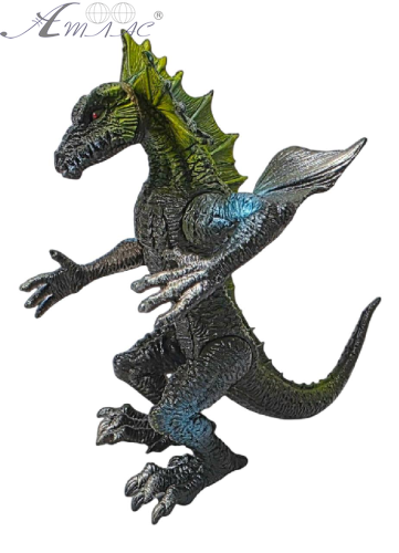 Іграшка Дракон фігурка Сірий з жовтим стоїть 16см гума  18166