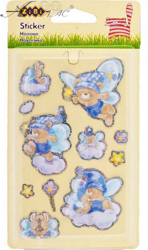 Наклейки Zibi об'ємні Bear A ведмедики у блістері ZB.63206-A