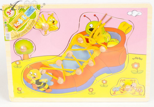 Игрушка Деревянная Шнуровка Ботинок А4 MD0214 Игрушка Деревянная Шнуровка Ботинок А4 MD0214