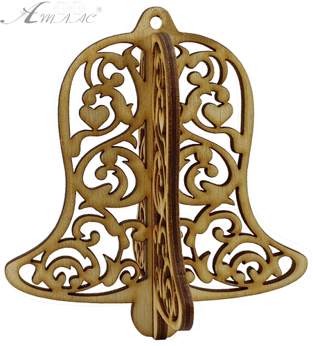 Новогоднее украшение Колокольчик 3D 8 см AS-4254, F-0132 Новогоднее украшение Колокольчик 3D 8 см AS-4254, F-0132