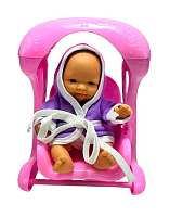 Игрушка Пупс резиновый 10см на качелях  09614