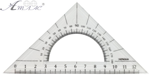 Треугольник прозрачный с транспортиром 140 х 70 мм AS-0262, К-9042 Треугольник прозрачный с транспортиром 140 х 70 мм AS-0262, К-9042