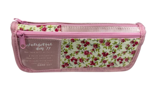Пенал школьный косметичка 2 отделения в цветочках  J-8261 фото 3