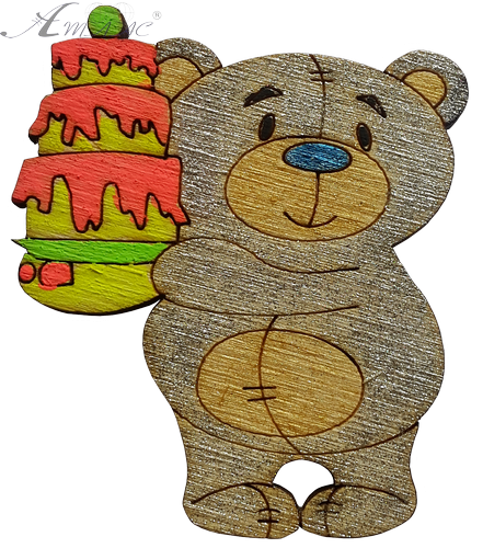 Фігурка фанерна - Ведмедик з тортом 6 см AS-4686, В-0186 фото 2 Фігурка фанерна - Ведмедик з тортом 6 см AS-4686, В-0186 фото 2