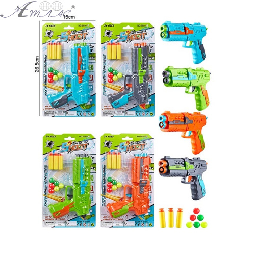 Игрушка Пистолет + поролоновые пули с присосками и шариками 6886 Игрушка Пистолет + поролоновые пули с присосками и шариками 6886