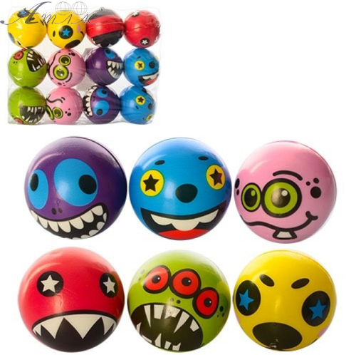 Игрушка Мячик мягкий фомовый 10 см с рисунком Смайл Зубастик  9681-10