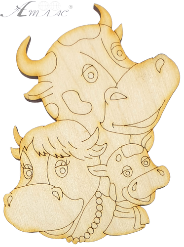 Фигурка фанерная - Корова или Бык № 17 семья 7 х 8 см + магнит AS-4530 Фигурка фанерная - Корова или Бык № 17 семья 7 х 8 см + магнит AS-4530