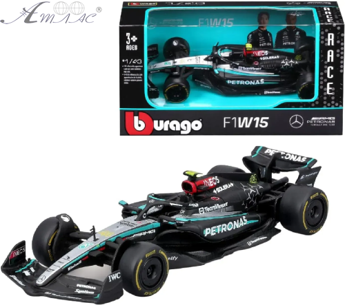 Машинка Bburago F1 W15 AMG гоночний болід 13см 18-38208 Машинка Bburago F1 W15 AMG гоночний болід 13см 18-38208