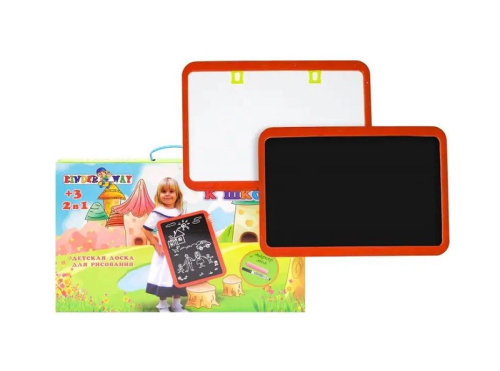 Доска Магнитная сухостираемая с пластиковой рамкой Большая 2в1  53,5 х 34,5 см   51-002