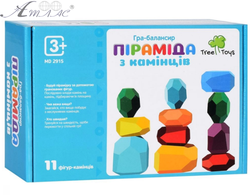 Іграшка Дерев'яна Пірамідка з камінців 11 фігур MD2915 Іграшка Дерев'яна Пірамідка з камінців 11 фігур MD2915