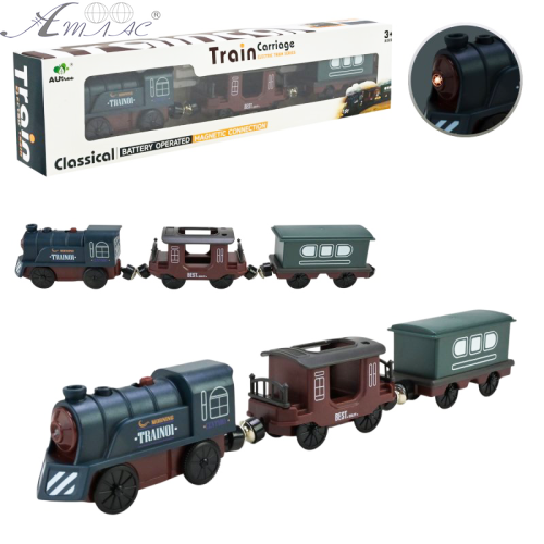 Игрушка Паровоз с двумя вагонами 32см в коробке  AU8882