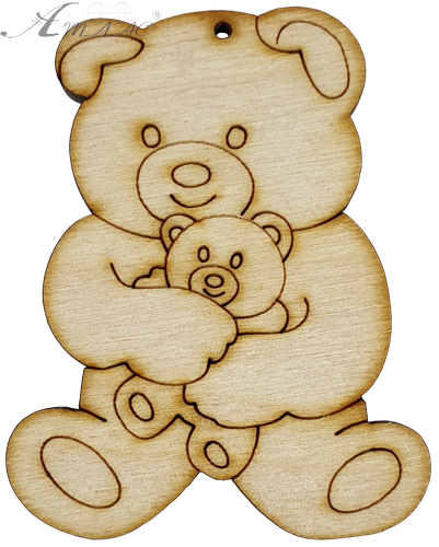 Фигурка фанерная - Мишка с медвежонком в лапах 6,9 см AS-4683, В-0251 Фигурка фанерная - Мишка с медвежонком в лапах 6,9 см AS-4683, В-0251