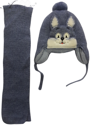 Шапочка в'язана для хлопчика, Amal із шарфом, р.2 синя 15824