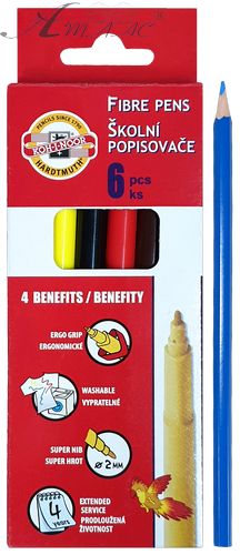 Фломастери Koh-i-Noor 6 кольорів GRIP тригранні 771002JF08KS