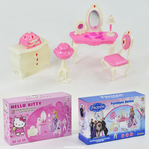 Игрушка Кукольная Мебель набор Hello Kitty Трюмо 901-320 / 321 Игрушка Кукольная Мебель набор Hello Kitty Трюмо 901-320 / 321